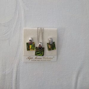 Green and Silver Earrings
